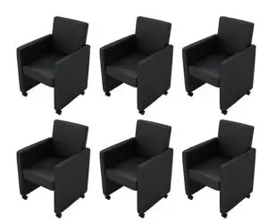 vidaXL Scaune de sufragerie, 6 buc., negru, piele ecologică