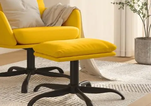 Taburet, galben muștar, 60x60x36 cm, catifea - 1/5