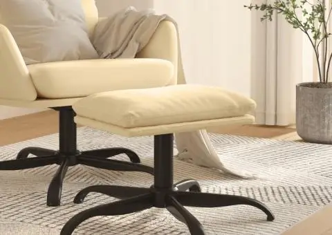 Taburet, crem alb, 60x60x36 cm, catifea - 1/5