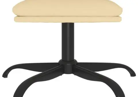 Taburet, crem alb, 60x60x36 cm, catifea - 3/5