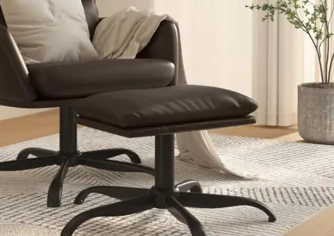 Taburet, maro, 60x60x36 cm, piele ecologică - 1/5