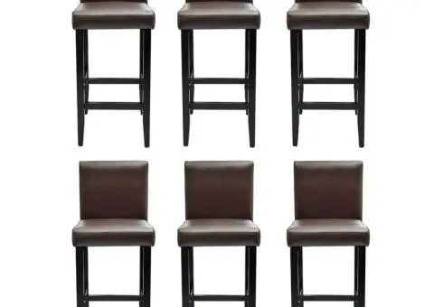 Scaune de bar, 6 buc., maro închis, piele ecologică - 2/5