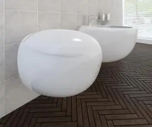 vidaXL Set de toaletă & bideu suspendate pe perete, alb, ceramică