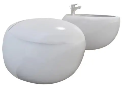 Set de toaletă & bideu suspendate pe perete, alb, ceramică - 2/5