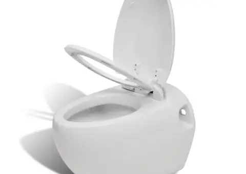 Set de toaletă & bideu suspendate pe perete, alb, ceramică - 4/5