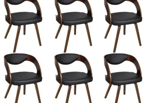 Scaune de bucătărie, 6 buc., maro, piele ecologică - 2/5