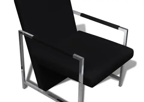 Fotolii, 2 buc., cadru cromat, negru, piele ecologică - 5/5