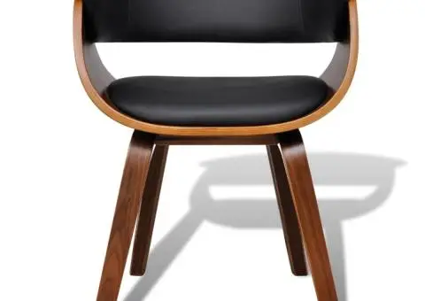 Scaune de bucătărie, 4 buc, crem, lemn curbat & piele ecologică - 3/5