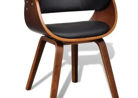 Scaune de bucătărie, 4 buc, crem, lemn curbat & piele ecologică - 4/5