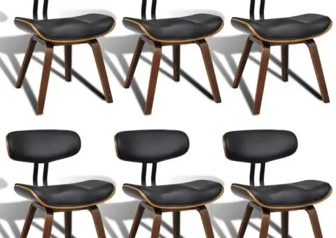 Scaune de sufragerie, 6 buc., lemn curbat și piele ecologică - 2/5