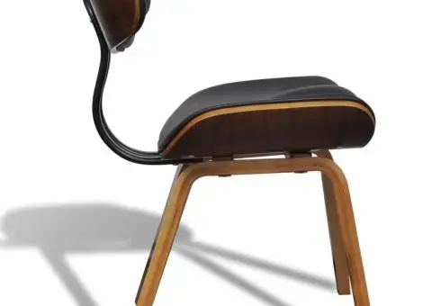 Scaune de sufragerie, 6 buc., lemn curbat și piele ecologică - 3/5