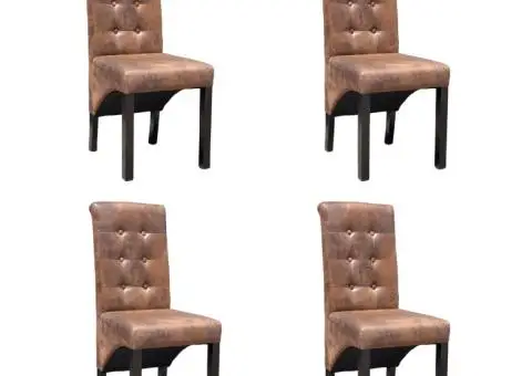 Scaune de bucătărie, 4 buc., maro, piele ecologică - 1/5