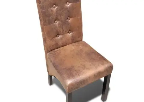 Scaune de bucătărie, 4 buc., maro, piele ecologică - 2/5