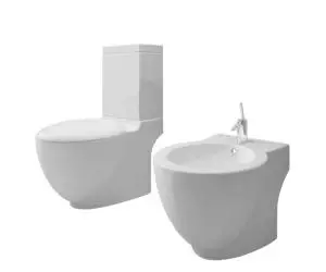 Set de toaletă și bideu, ceramică albă