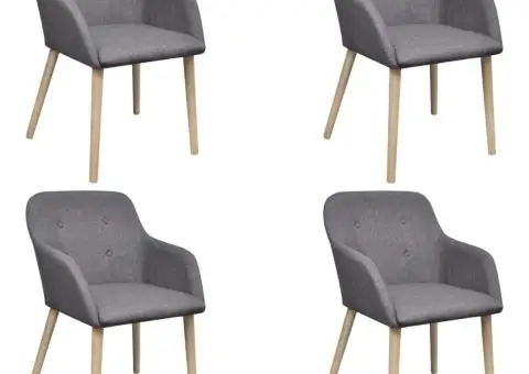 Scaune bucătărie 4 buc, gri deschis, textil & lemn stejar masiv - 1/5