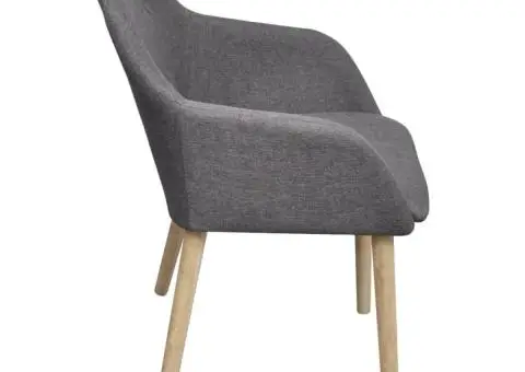 Scaune bucătărie 4 buc, gri deschis, textil & lemn stejar masiv - 4/5