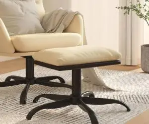 vidaXL Taburet, crem, 60x60x36 cm, textil și piele ecologică