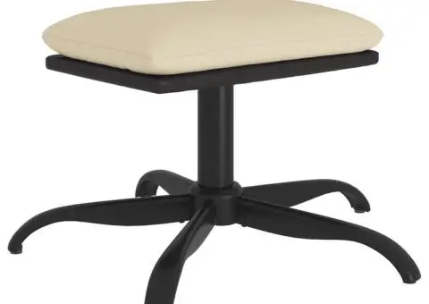 Taburet, crem, 60x60x36 cm, textil și piele ecologică - 2/5