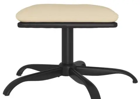 Taburet, crem, 60x60x36 cm, textil și piele ecologică - 3/5