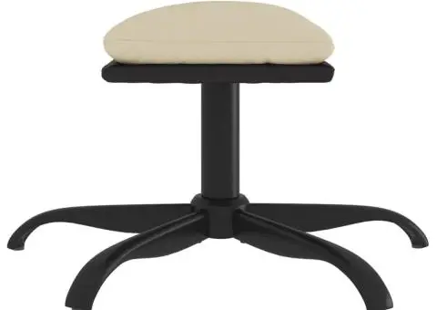 Taburet, crem, 60x60x36 cm, textil și piele ecologică - 4/5