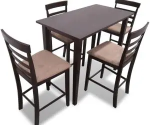 Set masă și 4 scaune de bar din lemn, alb