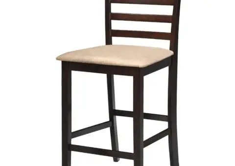 Set masă și 4 scaune de bar din lemn, alb - 3/5