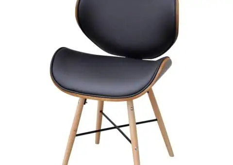 Scaune de bucătărie, 4 buc, crem, lemn curbat & piele ecologică - 2/5