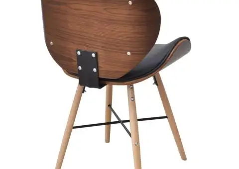 Scaune de bucătărie, 4 buc, crem, lemn curbat & piele ecologică - 4/5