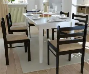 vidaXL Scaune de bucătărie, 6 buc., maro, lemn masiv hevea & catifea
