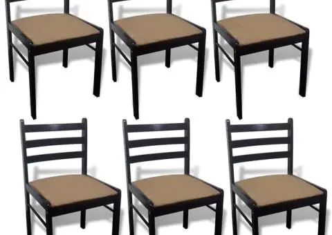 Scaune de bucătărie, 6 buc., maro, lemn masiv hevea & catifea - 2/5