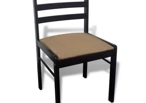 Scaune de bucătărie, 6 buc., maro, lemn masiv hevea & catifea - 4/5