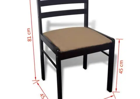 Scaune de bucătărie, 6 buc., maro, lemn masiv hevea & catifea - 5/5