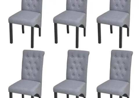 Scaune de sufragerie, 6 buc., gri deschis, material textil - 1/5