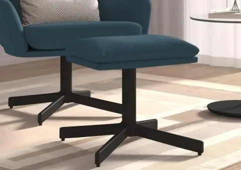 Taburet, albastru, 60x60x36, catifea - 1/5