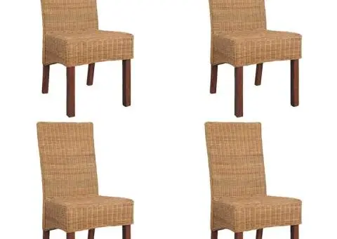 Scaune de bucătărie, 4 buc., maro, ratan natural - 1/5