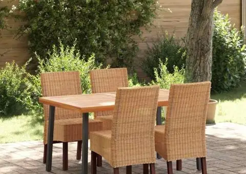 Scaune de bucătărie, 4 buc., maro, ratan natural - 2/5