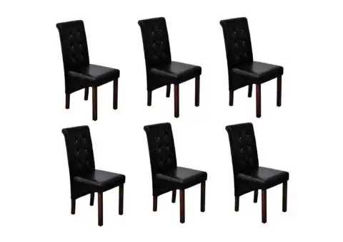 Scaune de sufragerie, 6 buc., negru, piele ecologică - 1/5
