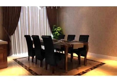 Scaune de sufragerie, 6 buc., negru, piele ecologică - 2/5