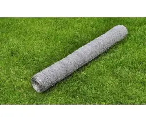 vidaXL Plasă de sârmă găini, argintiu, 25 x 0,5 m, oțel galvanizat