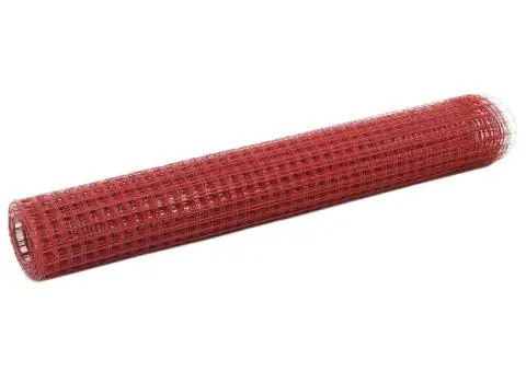 Gard de sârmă găini, roșu, 10 x 1 m, oțel cu înveliș PVC - 1/4