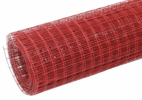 Gard de sârmă găini, roșu, 10 x 1 m, oțel cu înveliș PVC - 2/4