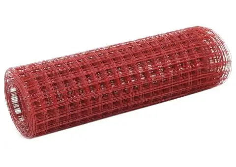 Plasă de sârmă găini, roșu, 25 x 0,5 m, oțel cu înveliș PVC - 1/4