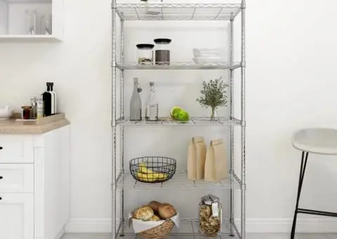 Raft de depozitare, 5 niveluri, 90 x 35 x 180 cm, crom, 250 kg - 1/5