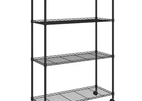 Raft depozitare cu roți 4 niveluri negru 90x35x142 cm 200 kg - 2/5