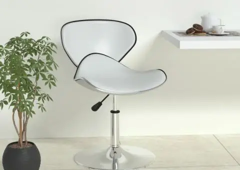 Scaun de bar, alb, piele ecologică - 1/5