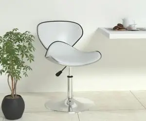 vidaXL Scaun de bar, alb, piele ecologică