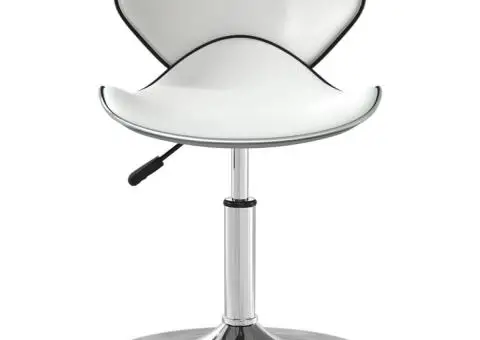 Scaun de bar, alb, piele ecologică - 3/5