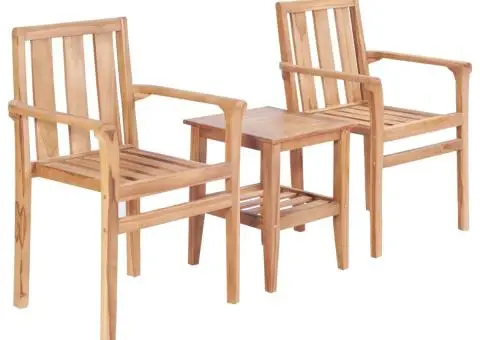 Set mobilier de bistro, 3 piese, lemn masiv de tec - 1/5