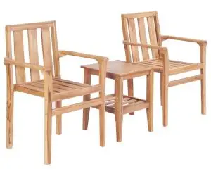 vidaXL Set mobilier de bistro, 3 piese, lemn masiv de tec