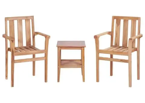 Set mobilier de bistro, 3 piese, lemn masiv de tec - 2/5